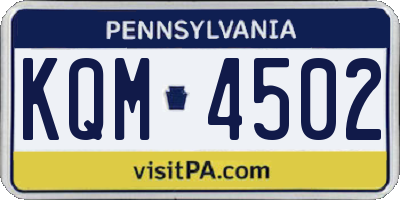 PA license plate KQM4502