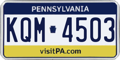 PA license plate KQM4503