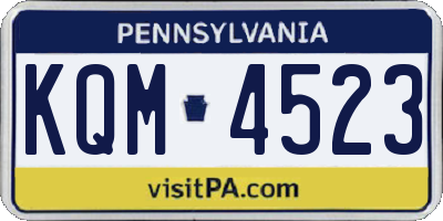 PA license plate KQM4523
