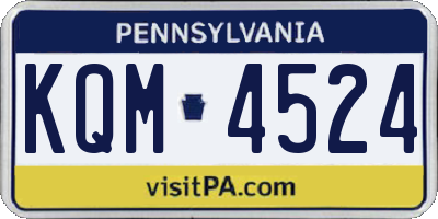 PA license plate KQM4524