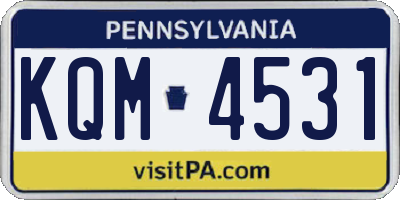 PA license plate KQM4531