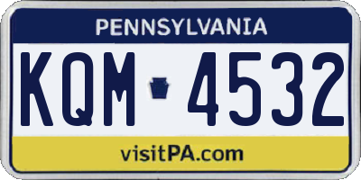 PA license plate KQM4532