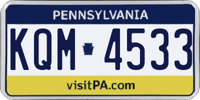 PA license plate KQM4533