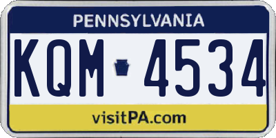 PA license plate KQM4534