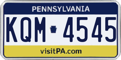 PA license plate KQM4545