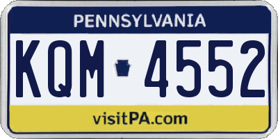 PA license plate KQM4552