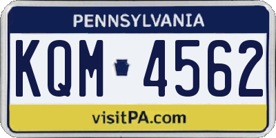 PA license plate KQM4562