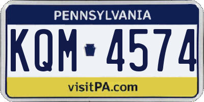 PA license plate KQM4574