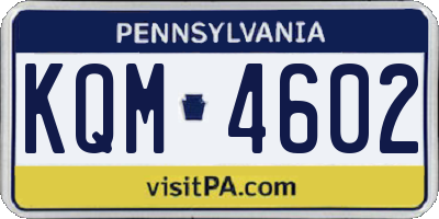 PA license plate KQM4602