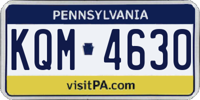 PA license plate KQM4630