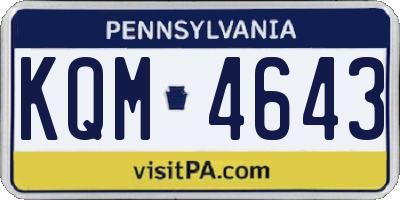 PA license plate KQM4643
