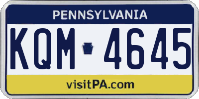 PA license plate KQM4645