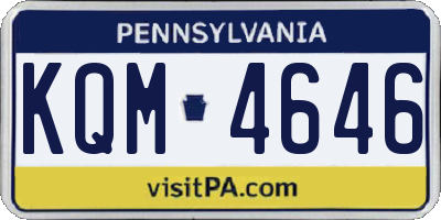 PA license plate KQM4646