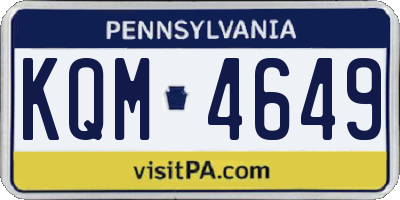 PA license plate KQM4649
