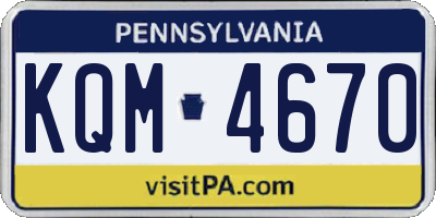 PA license plate KQM4670