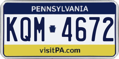 PA license plate KQM4672