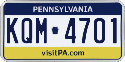 PA license plate KQM4701