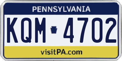 PA license plate KQM4702