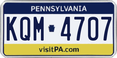 PA license plate KQM4707