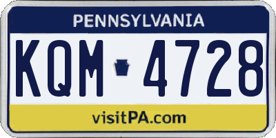 PA license plate KQM4728