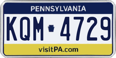PA license plate KQM4729