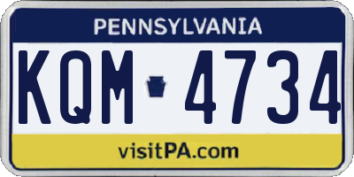PA license plate KQM4734