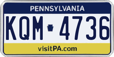 PA license plate KQM4736
