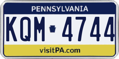 PA license plate KQM4744