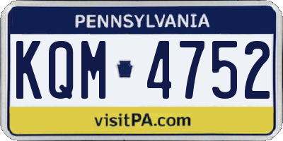 PA license plate KQM4752