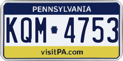 PA license plate KQM4753