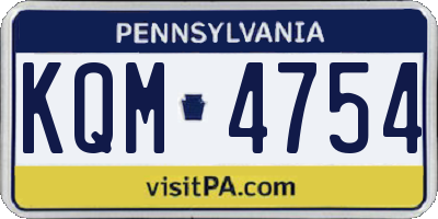 PA license plate KQM4754