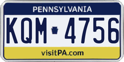 PA license plate KQM4756