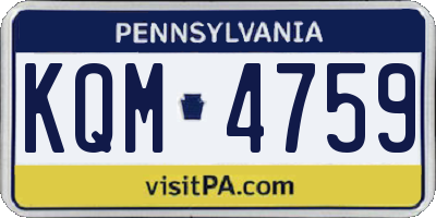 PA license plate KQM4759