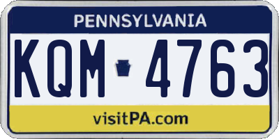PA license plate KQM4763