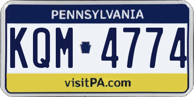 PA license plate KQM4774