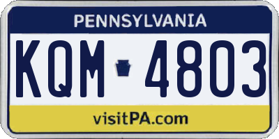 PA license plate KQM4803