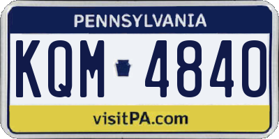 PA license plate KQM4840