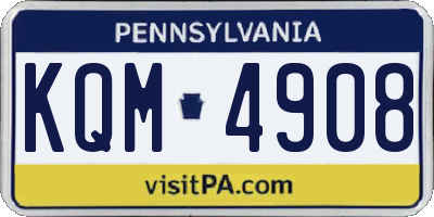 PA license plate KQM4908