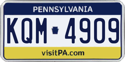 PA license plate KQM4909