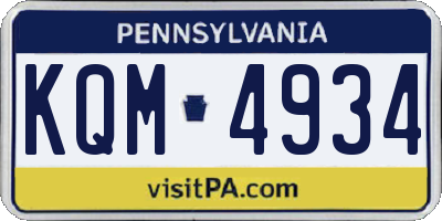 PA license plate KQM4934