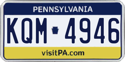 PA license plate KQM4946