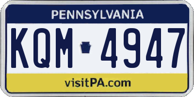 PA license plate KQM4947