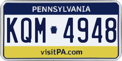 PA license plate KQM4948