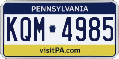 PA license plate KQM4985