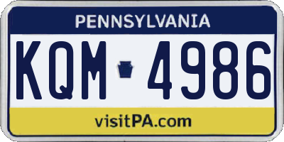PA license plate KQM4986