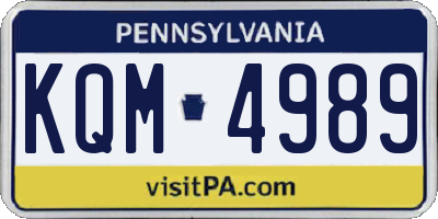 PA license plate KQM4989