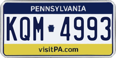 PA license plate KQM4993