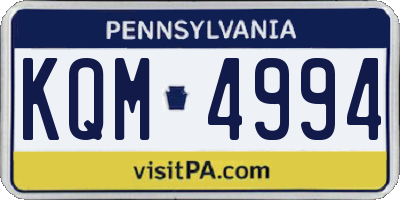 PA license plate KQM4994