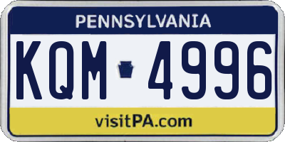 PA license plate KQM4996