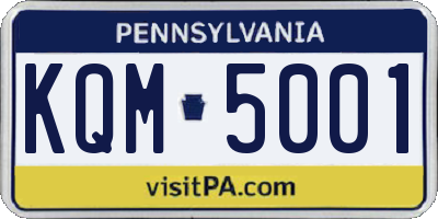 PA license plate KQM5001
